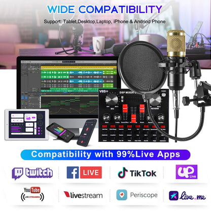 Microphone for Podcast Equipment Bundle and Studio Recording Equipment, USB Microphone, V8S Microphone for Computer, Perfect for Recording Podcasts and Live Streaming, 2 Microphones