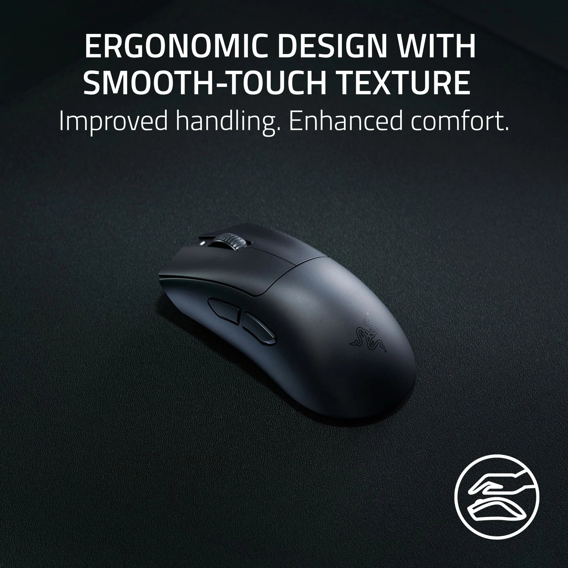 Deathadder V3 Hyperspeed Wireless Optical Gaming Mouse, Ergonomic, 26000 DPI, Black