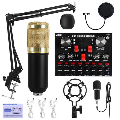 Microphone for Podcast Equipment Bundle and Studio Recording Equipment, USB Microphone, V8S Microphone for Computer, Perfect for Recording Podcasts and Live Streaming, 2 Microphones