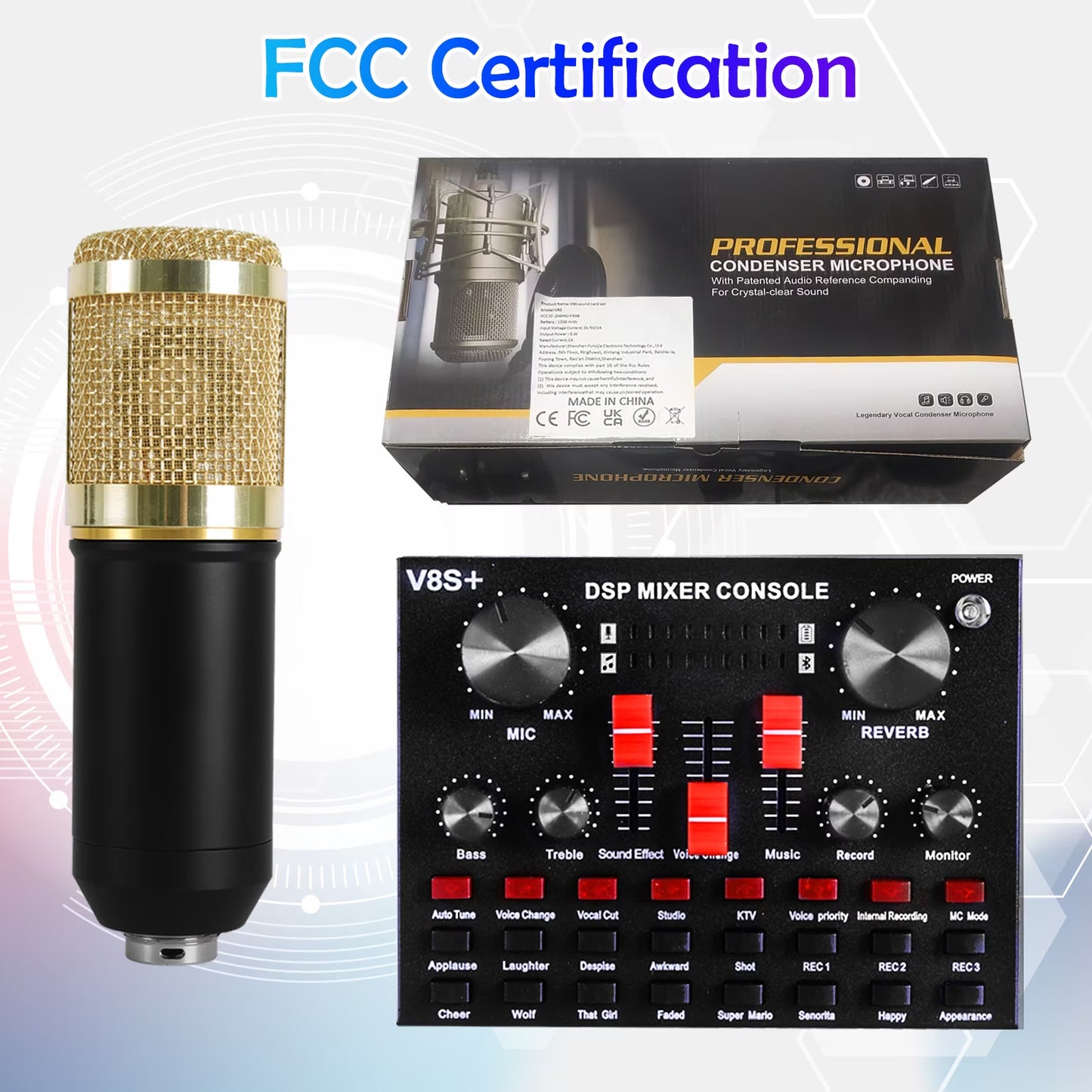 Microphone for Podcast Equipment Bundle and Studio Recording Equipment, USB Microphone, V8S Microphone for Computer, Perfect for Recording Podcasts and Live Streaming, 2 Microphones