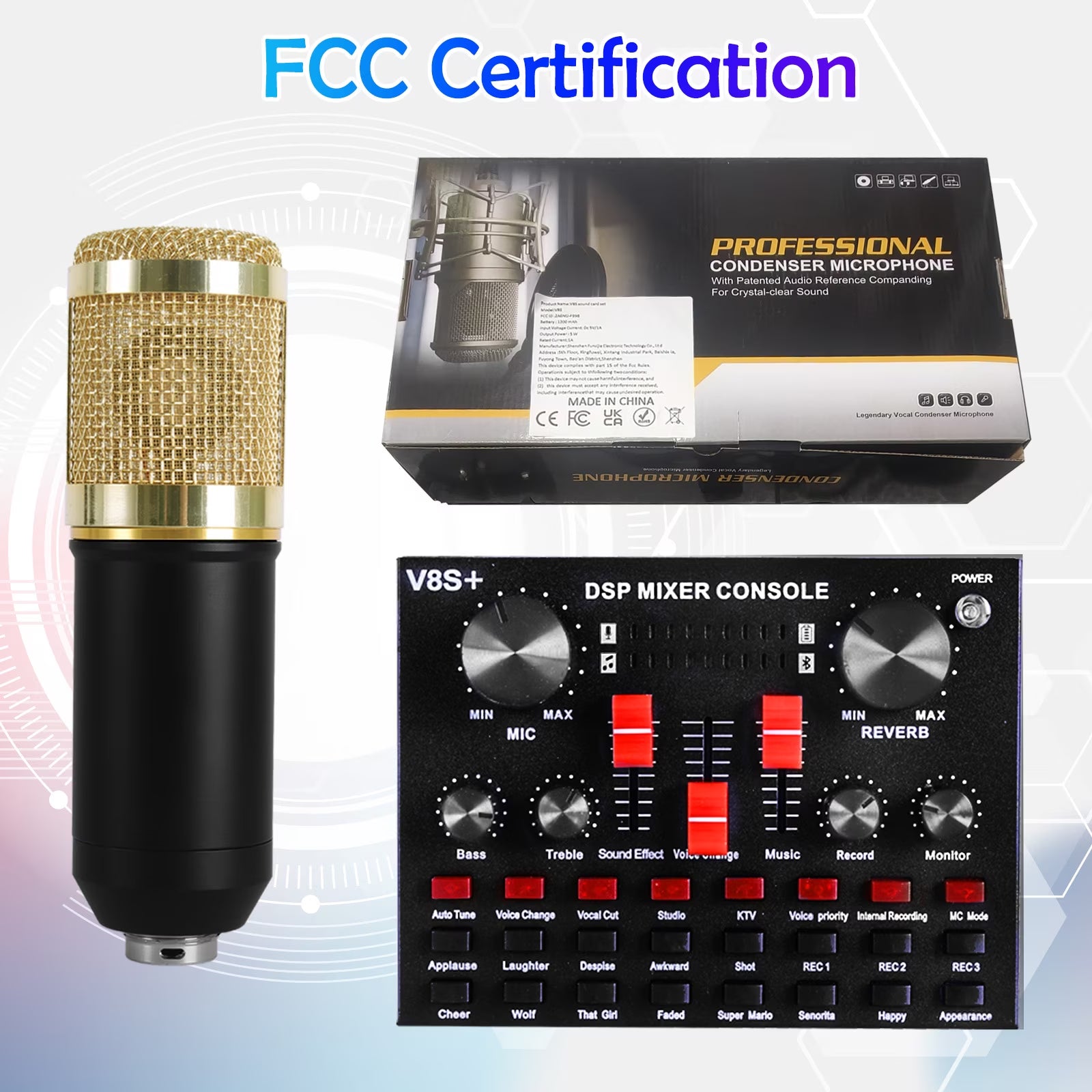 Microphone for Podcast Equipment Bundle and Studio Recording Equipment, USB Microphone, V8S Microphone for Computer, Perfect for Recording Podcasts and Live Streaming, 2 Microphones