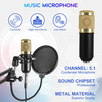 Microphone for Podcast Equipment Bundle and Studio Recording Equipment, USB Microphone, V8S Microphone for Computer, Perfect for Recording Podcasts and Live Streaming, 2 Microphones