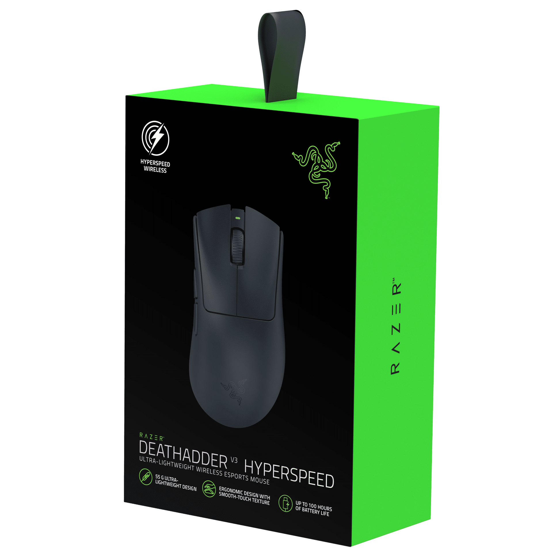 Deathadder V3 Hyperspeed Wireless Optical Gaming Mouse, Ergonomic, 26000 DPI, Black