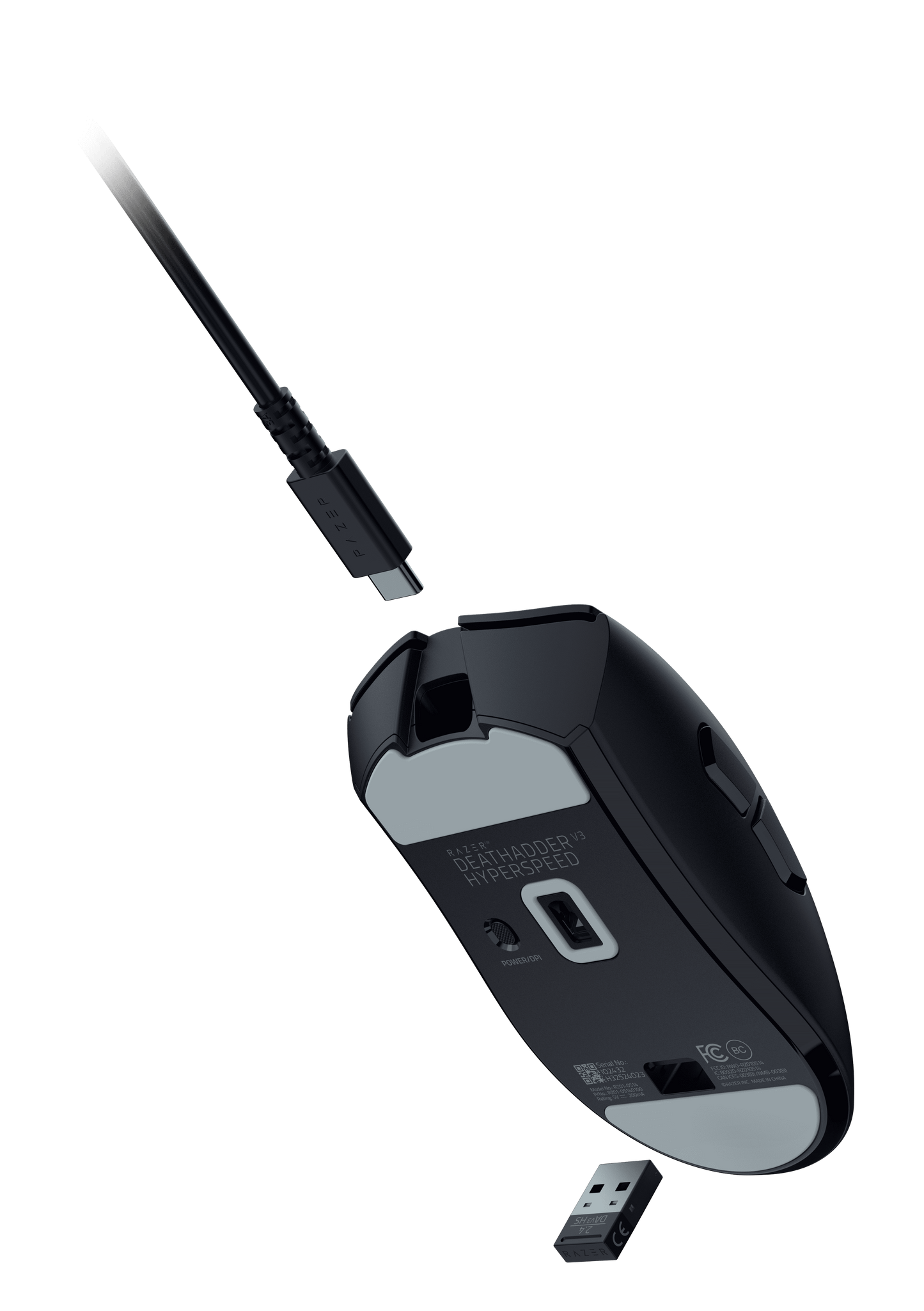 Deathadder V3 Hyperspeed Wireless Optical Gaming Mouse, Ergonomic, 26000 DPI, Black