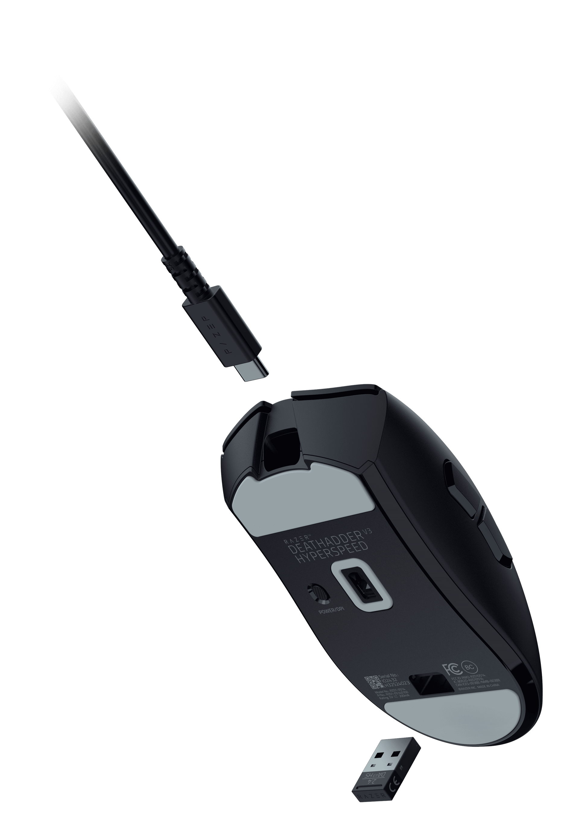 Deathadder V3 Hyperspeed Wireless Optical Gaming Mouse, Ergonomic, 26000 DPI, Black