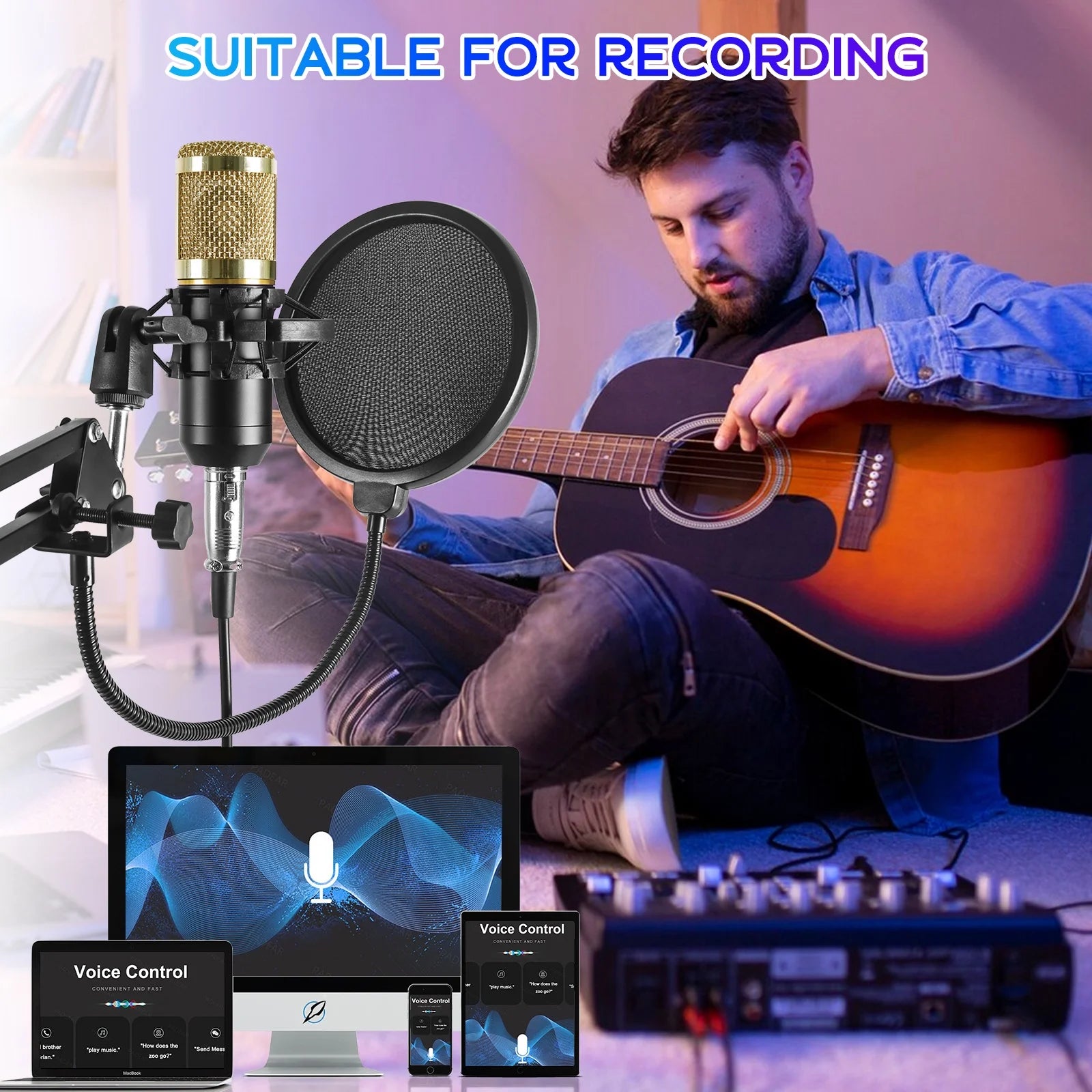Microphone for Podcast Equipment Bundle and Studio Recording Equipment, USB Microphone, V8S Microphone for Computer, Perfect for Recording Podcasts and Live Streaming, 2 Microphones